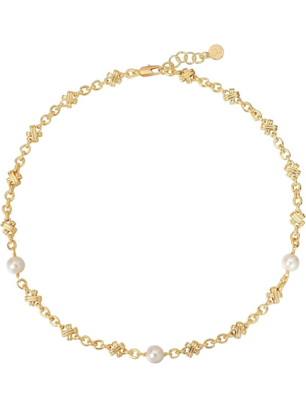 Women's Cross Pearl 14k Gold Plated Beaded Pearl Choker Jewelry Necklace